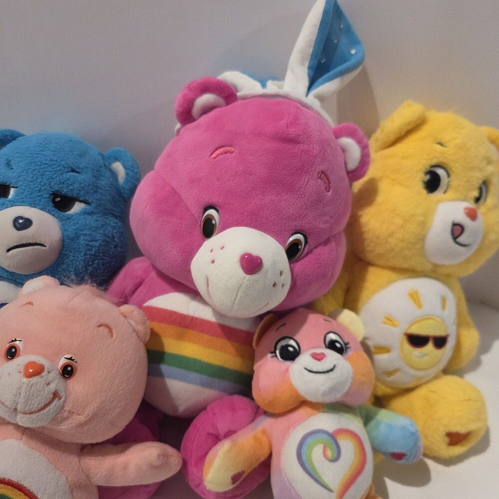 Lot of 5 Care Bears Plush Funshine Rainbow Heart Grumpy Easter - Picture 4 of 8